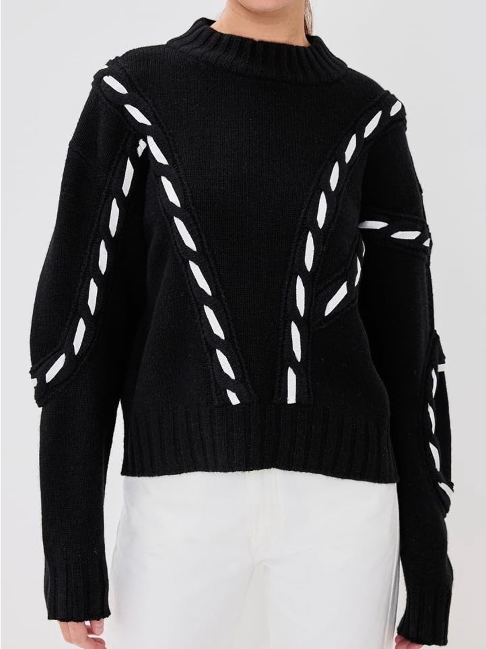 Prabal Gurung Contrast Cable Mock Neck